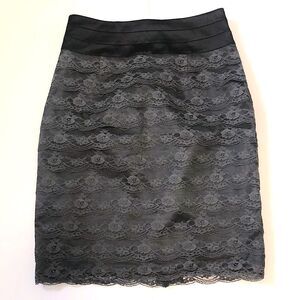 Women’s H & M Gray Lace Pencil  Skirt w/Zippered Back Size 8